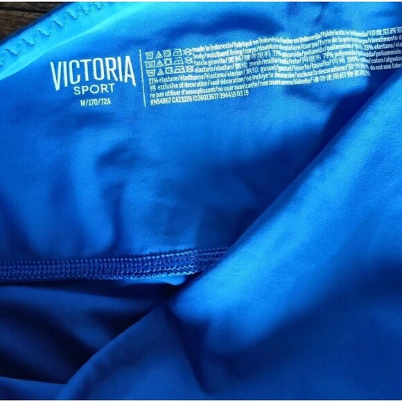 Victoria's Secret Leggings Knockout Sport Sz Medium Blue Mesh Leg Crop Active - Picture 6 of 8